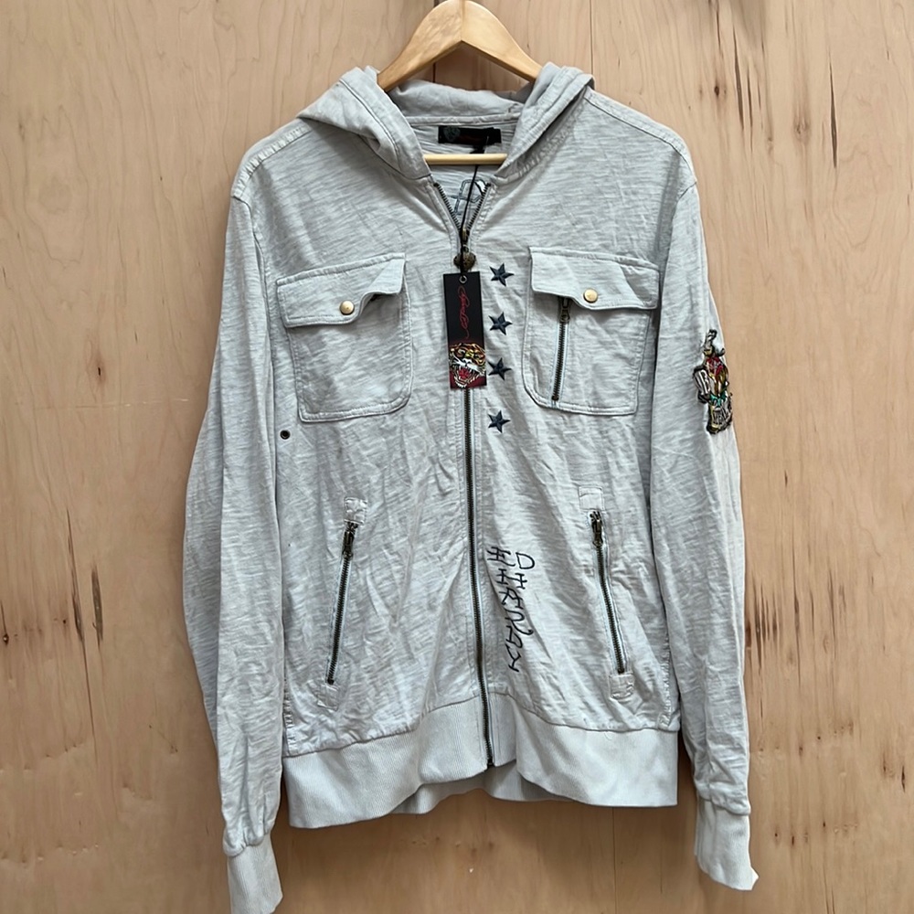 Mens Ed Hardy by Christian Audigier specialty thin zip hoodie sweatshirt